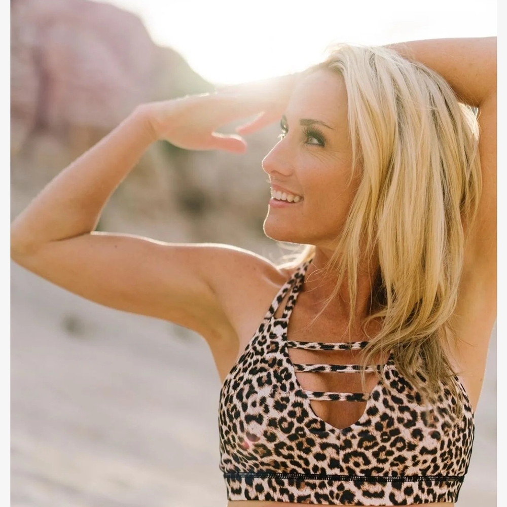 Leopard Print Strappy Sports Bra